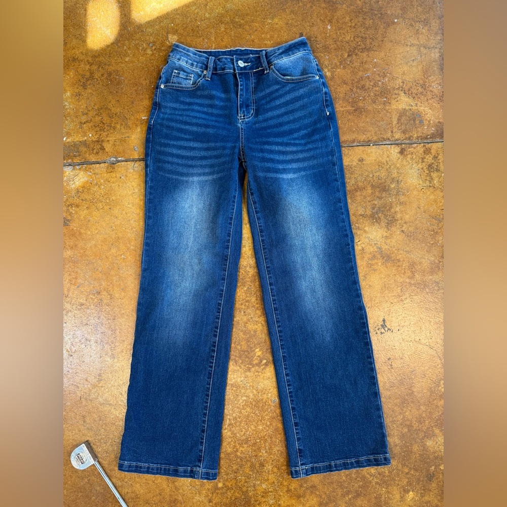 Sidefeel high rise straight leg medium wash jeans like new
